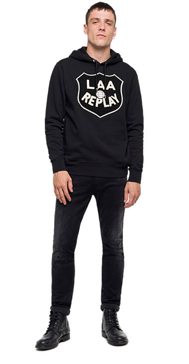 Decathlon Sale Sweatshirt mit Kapuze und Patch BLACK