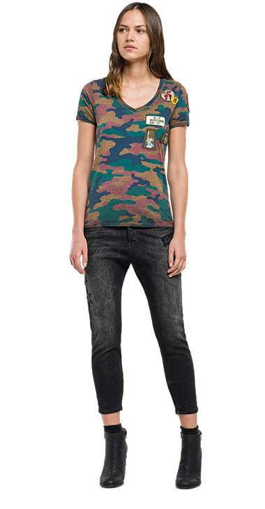 Decathlon Sale T-Shirt in Camouflage-Optik mit Patches CAMOUFLAGE ALL OVER