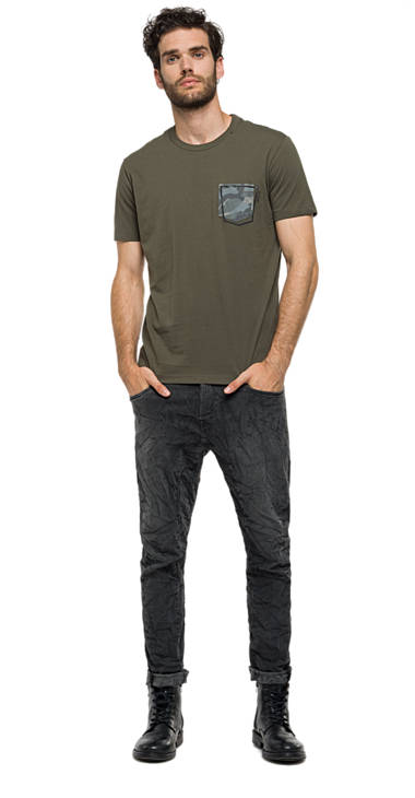 Decathlon STONE GREEN Jersey-T-Shirt mit Brusttasche Herren