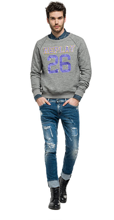 Decathlon Sweatshirt in Mélange-Optik mit Patches GREY MELANGE