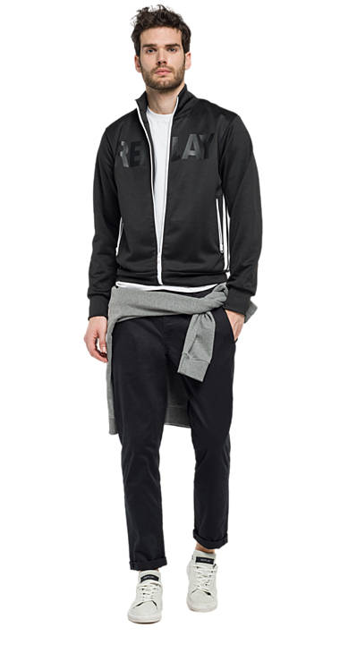 Decathlon Sweatshirt mit Aufdruck und Kontraststreifen BLACK