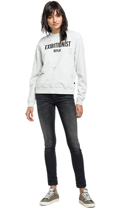 Decathlon Sweatshirt mit Aufdruck und Rissen PEARL GREY