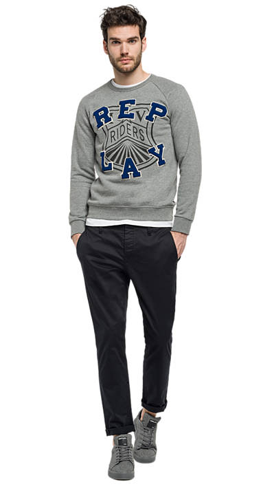 Decathlon Sweatshirt mit Patches und Aufdruck MELANGE GREY