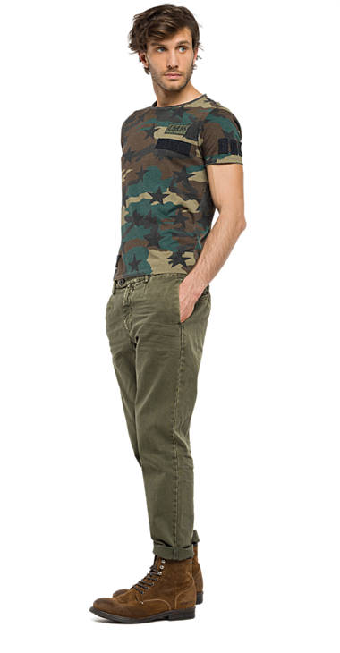 Decathlon Herren GREEN/KAKI/BROWN/BLACK CAMO T-Shirt mit Camouflage-Aufdruck Germany