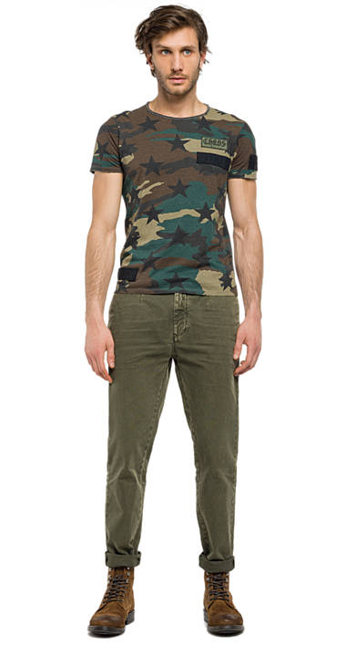 Decathlon T-Shirt mit Camouflage-Aufdruck GREEN/KAKI/BROWN/BLACK CAMO