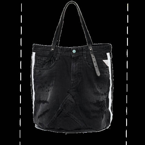 Decathlon WASHED BLACK Tasche aus Denim mit Kontraststreifen Damen