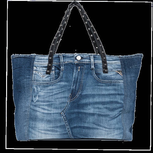 Decathlon WASHED DENIM BLUE Damentasche aus Denim und Leder Damen