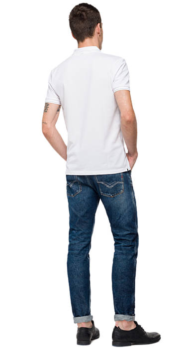 Decathlon Herren WHITE Polohemd aus Pikee mit Patch Billiger Preis